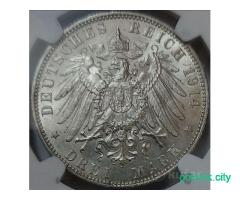 3 марки 1914 Гамбург MS-64 NGC