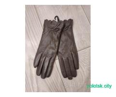 Перчатки зимние женские кожаные