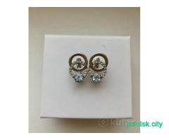 Серьги 925 с голубым топазом и фианитом Эгоарт